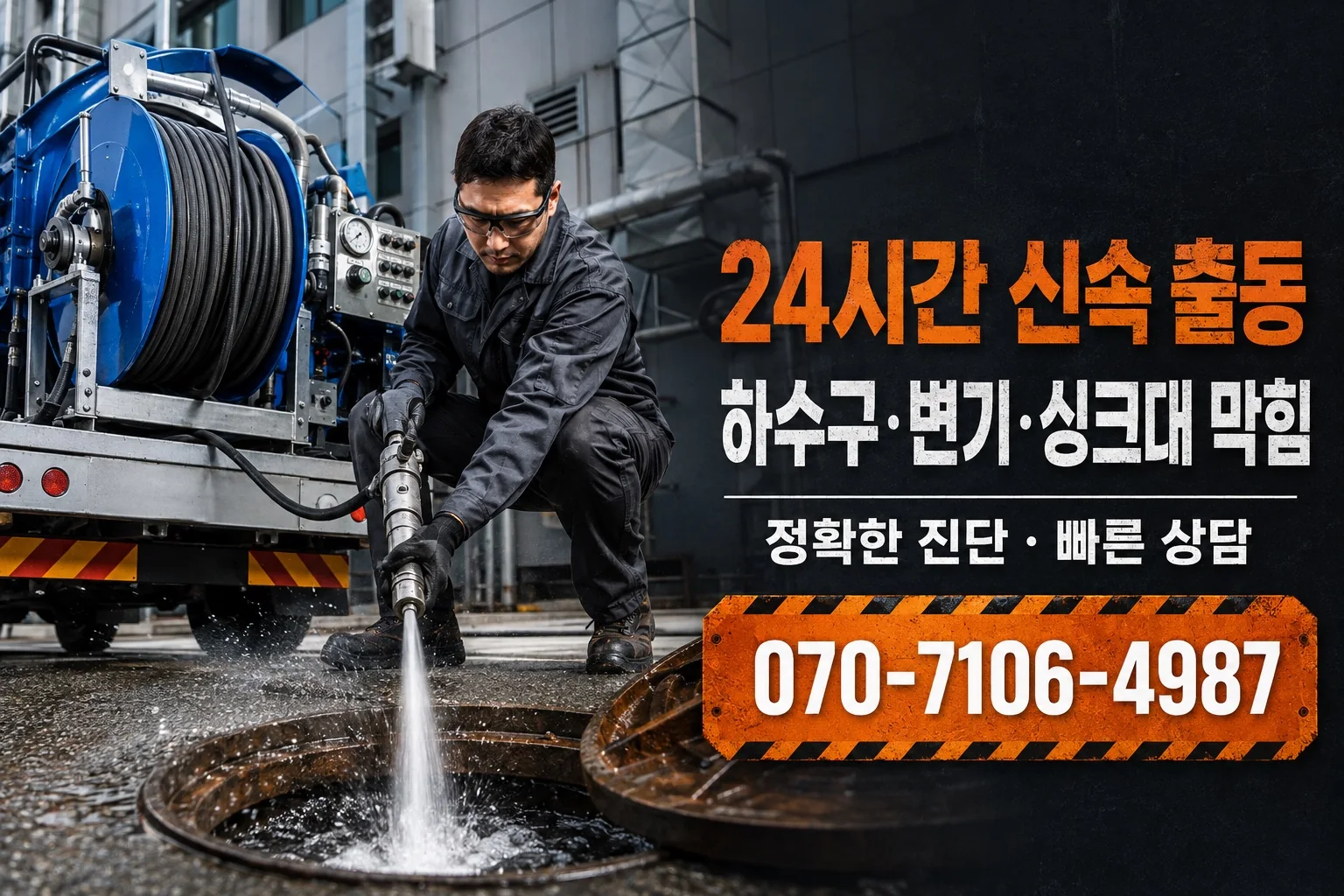 해온배관 산업용 하수구 고압세척 서비스 안내
